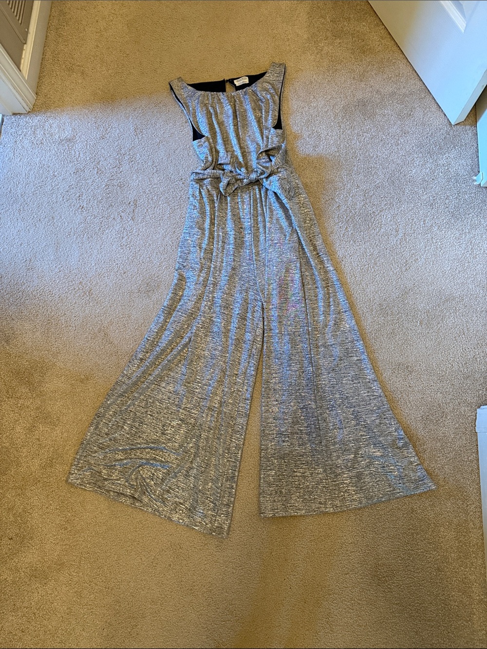 Sleeveless Silver Metallic Jumpsuit